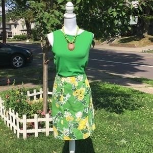 Talbots green flowered faux wrap skirt